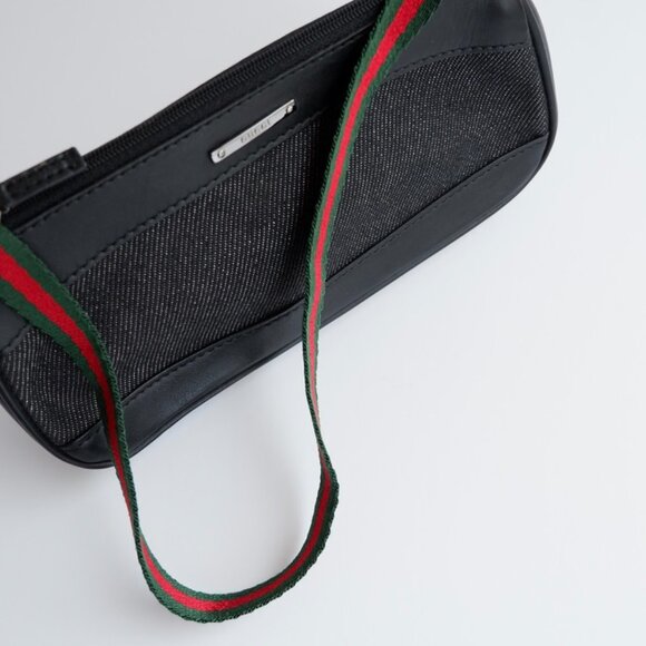 Authentic Preowned Gucci Black Denim/ Leather Sherry Line Micro Shoulder Bag - Picture 11 of 16